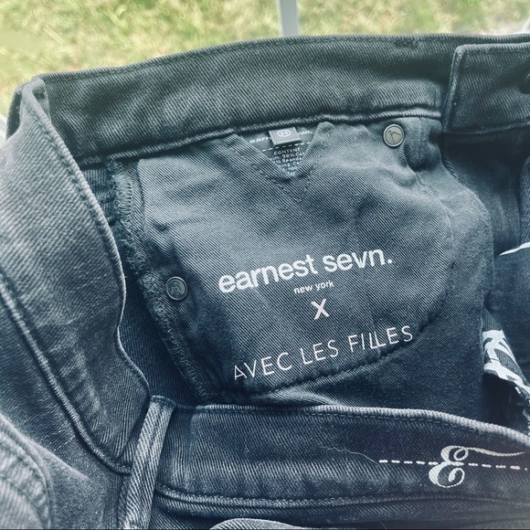 EARNEST SEWN Jeans x Avec les filles high waist kick crop black - Picture 5 of 9